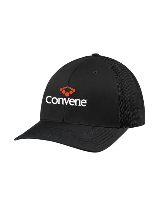 Richardson Adjustable Snapback Original 112 Trucker Cap Black w/Black Mesh w/Convene Logo