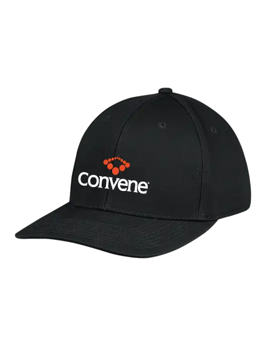 Premium Modern Structured Twill Black Snapback Cap w/Convene Logo