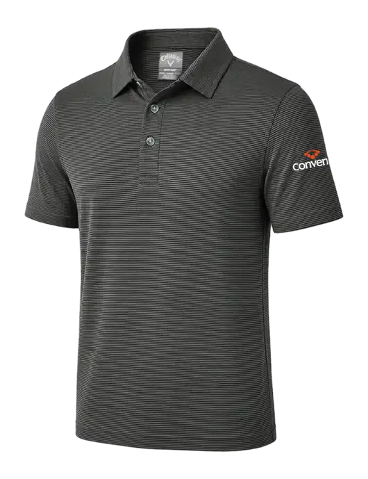 Callaway Black Fine Line Stripe Polo w/Convene Logo