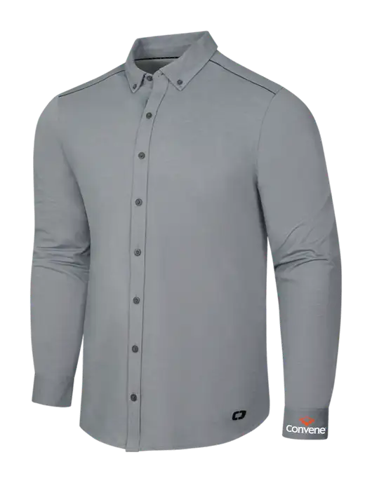 OGIO Medium Grey Heather Modern Code Stretch Button-Up Shirt w/Convene Logo