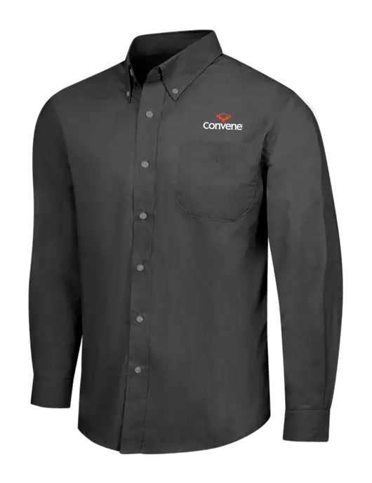 Soft Black Crosshatch Easy Care Shirt w/Convene Logo