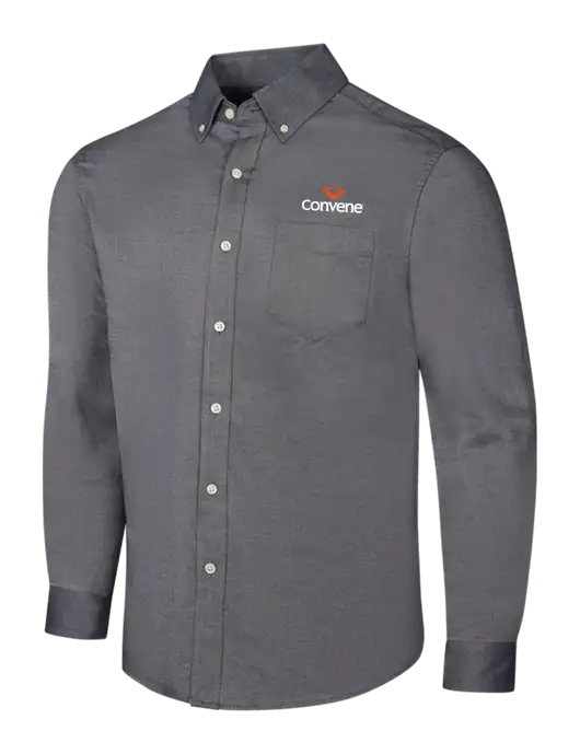 Dark Grey SuperPro Oxford Shirt w/Convene Logo
