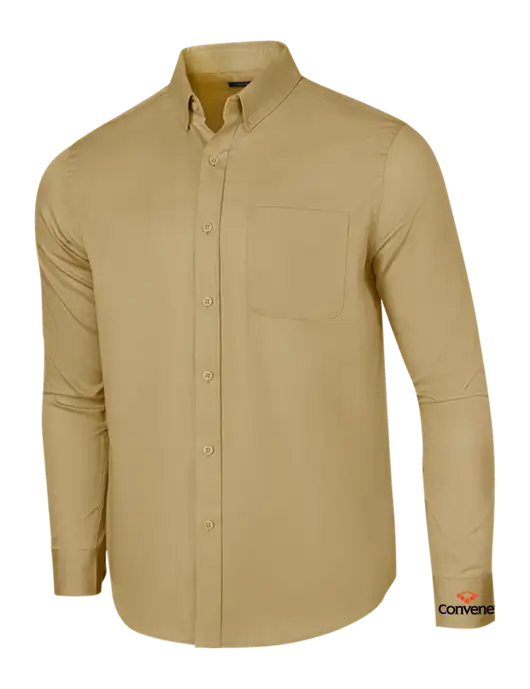 Long Sleeve Dark Tan Superpro React Twill Shirt w/Convene Logo
