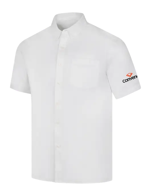 Short Sleeve White Superpro React Twill Shirt w/Convene Logo