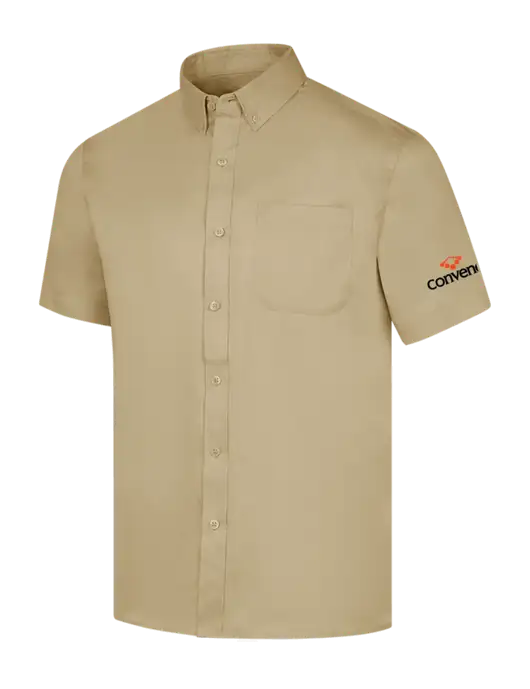 Short Sleeve Dark Tan Superpro React Twill Shirt w/Convene Logo