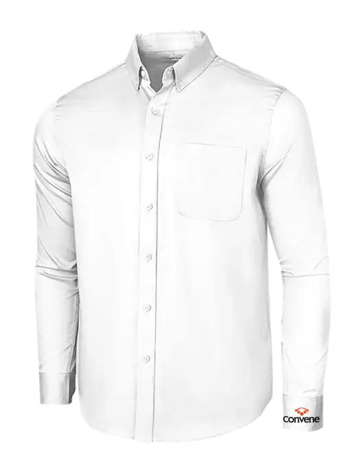 Long Sleeve White Superpro React Twill Shirt w/Convene Logo