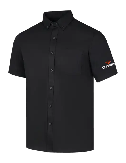 Short Sleeve Deep Black Superpro React Twill Shirt w/Convene Logo