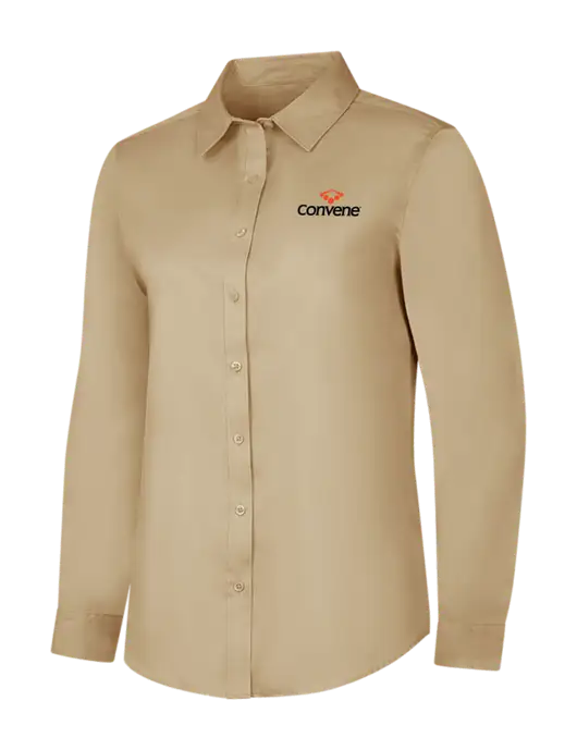 Dark Tan Womens Long Sleeve Superpro React Twill Shirt w/Convene Logo