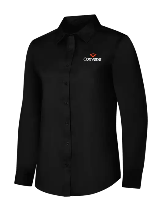 Womens Black Long Sleeve Superpro React Twill Shirt w/Convene Logo