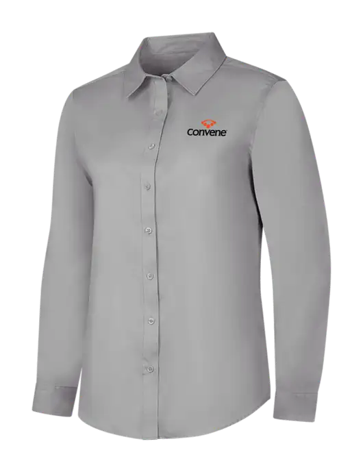 Light Grey Womens Long Sleeve Superpro React Twill Shirt w/Convene Logo