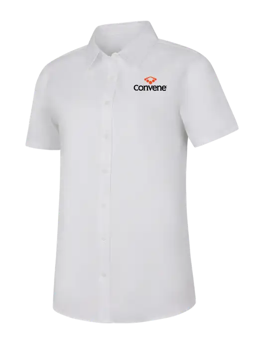 Womens White Short Sleeve Superpro React Twill Shirt w/Convene Logo