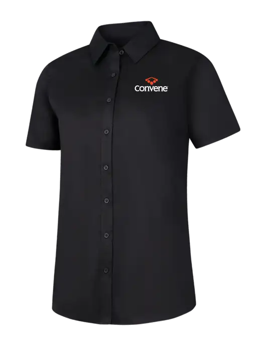 Womens Black Short Sleeve Superpro React Twill Shirt w/Convene Logo