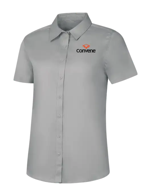 Womens Light Grey Short Sleeve Superpro React Twill Shirt w/Convene Logo