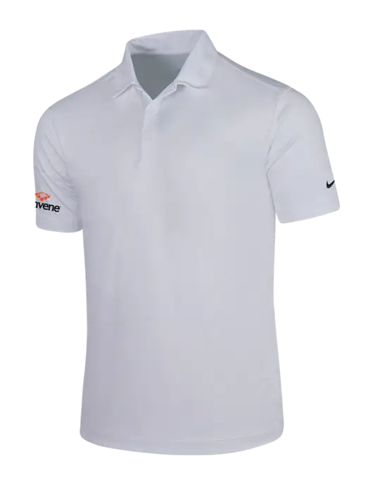 NIKE White Dri-Fit Vertical Mesh Polo w/Convene Logo