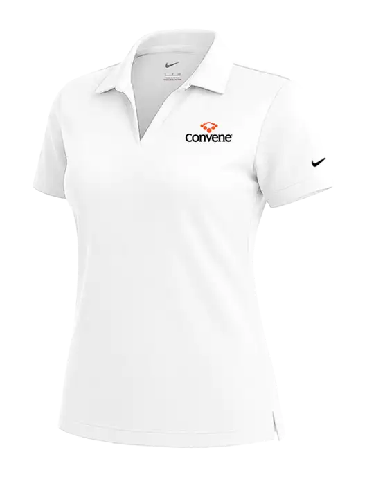 NIKE White Womens Dri-Fit Micro Pique Polo w/Convene Logo