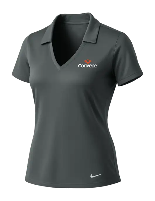 NIKE Dark Grey Womens Dri-Fit Vertical Mesh Polo w/Convene Logo
