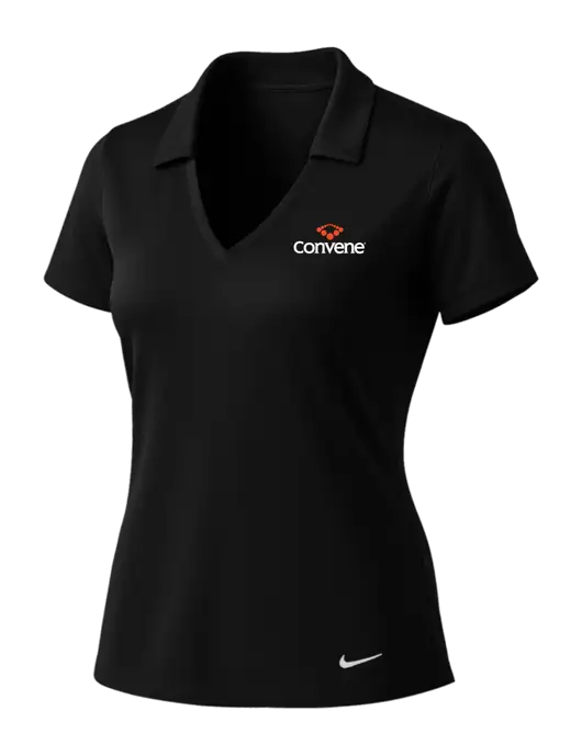 NIKE Black Womens Dri-Fit Vertical Mesh Polo w/Convene Logo