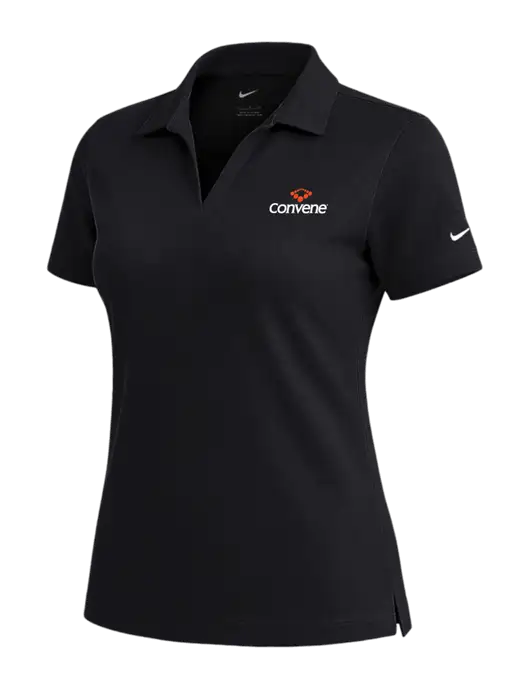 NIKE Black Womens Dri-Fit Micro Pique Polo w/Convene Logo