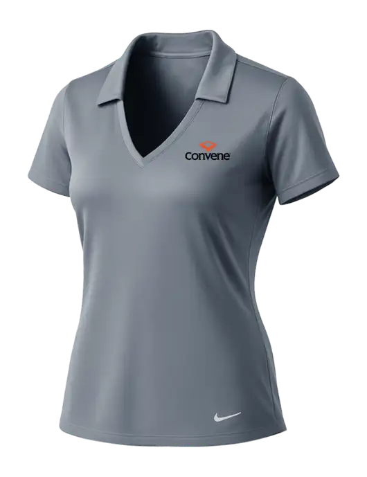 NIKE Medium Grey Womens Dri-Fit Vertical Mesh Polo w/Convene Logo