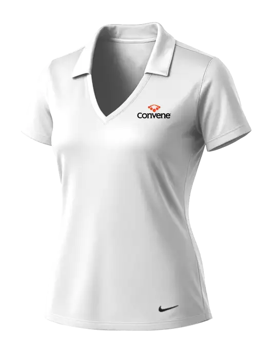 NIKE White Womens Dri-Fit Vertical Mesh Polo w/Convene Logo