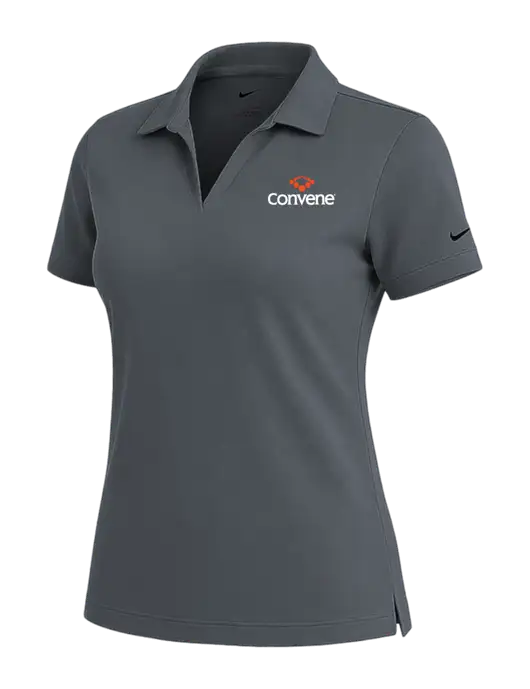 NIKE Dark Grey Womens Dri-Fit Micro Pique Polo w/Convene Logo