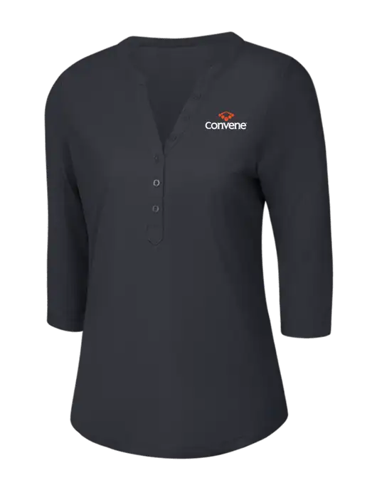 OGIO Charcoal Grey Jewel Henley w/Convene Logo