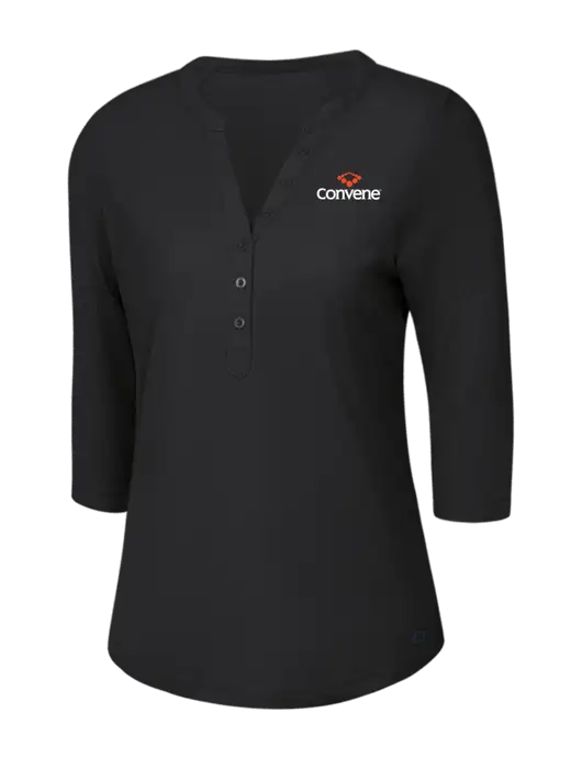 OGIO Blacktop Jewel Henley w/Convene Logo