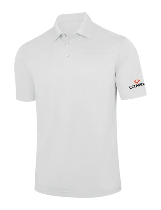 White Performance Fine Jacquard Polo w/Convene Logo