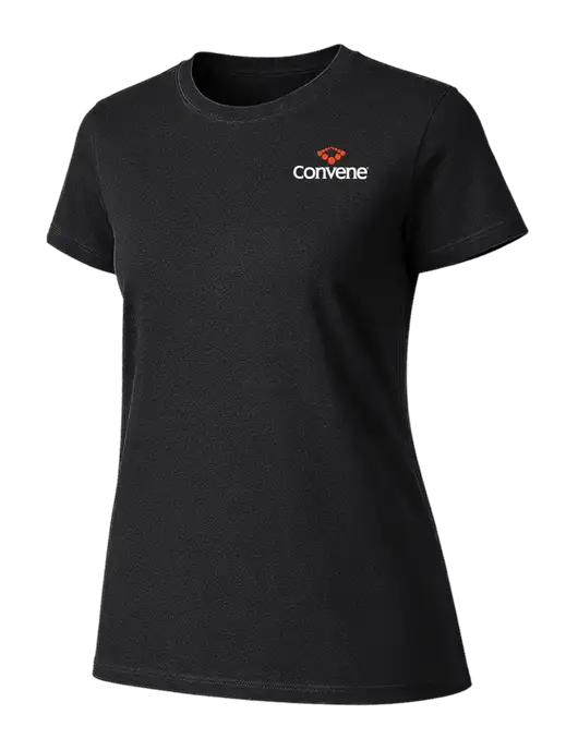Womens Ring Spun Jet Black 4.5 oz T-Shirt w/Convene Logo
