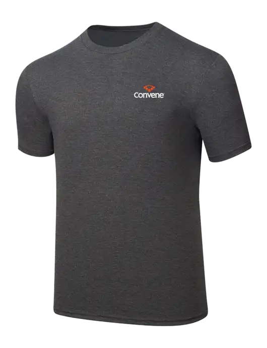 Simply Soft Heathered Charcoal 4.5oz  Poly/Combed Ring Spun Cotton T-Shirt w/Convene Logo