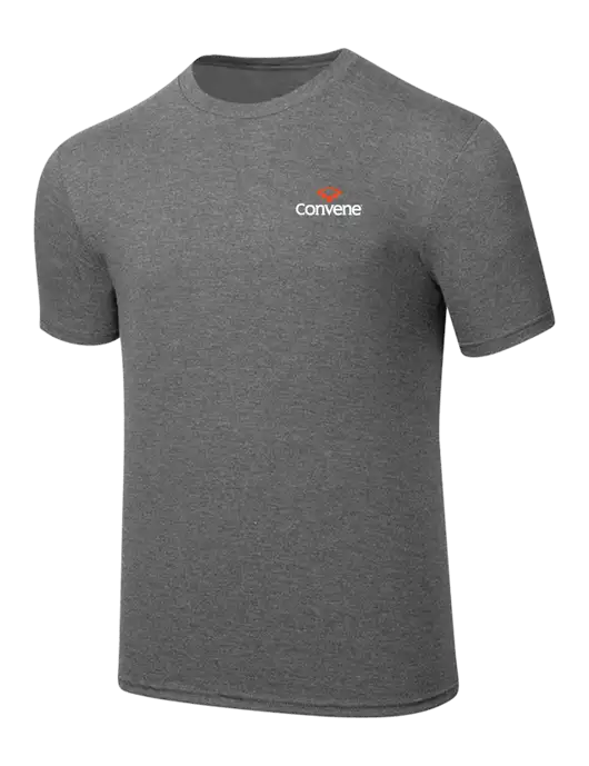 Simply Soft Heathered Medium Grey 4.5oz  Poly/Combed Ring Spun Cotton T-Shirt w/Convene Logo