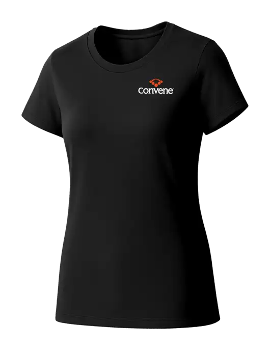 Womens Seriously Soft Black T-Shirt w/Convene Logo