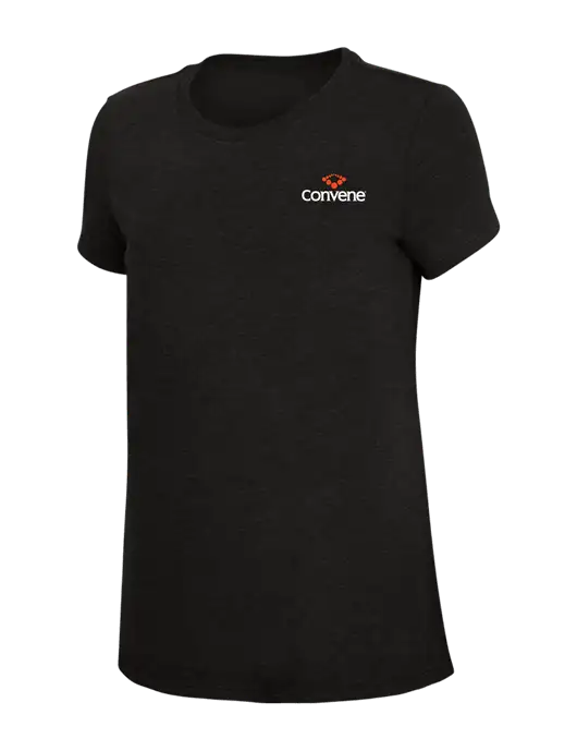 Womens Simply Soft Black 4.5oz Poly/Combed Ring Spun Cotton T-Shirt w/Convene Logo