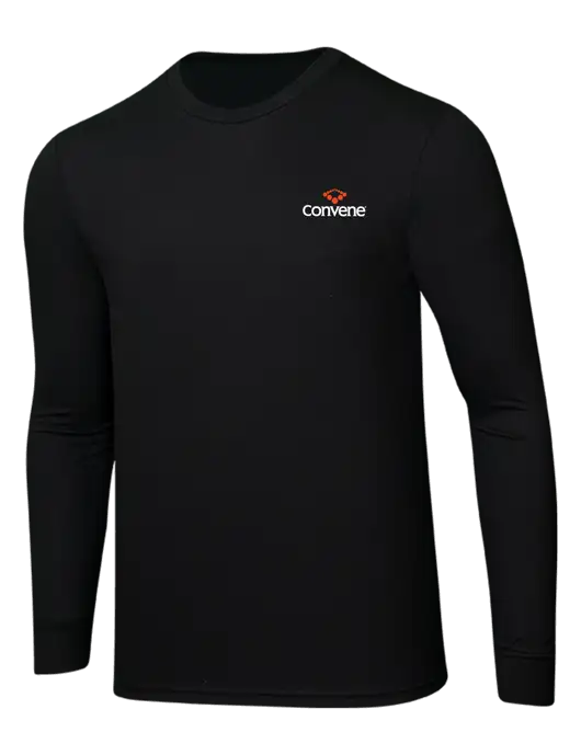 Simply Soft Long Sleeve Black 4.5 oz, Poly/Combed Ring Spun Cotton T-Shirt w/Convene Logo