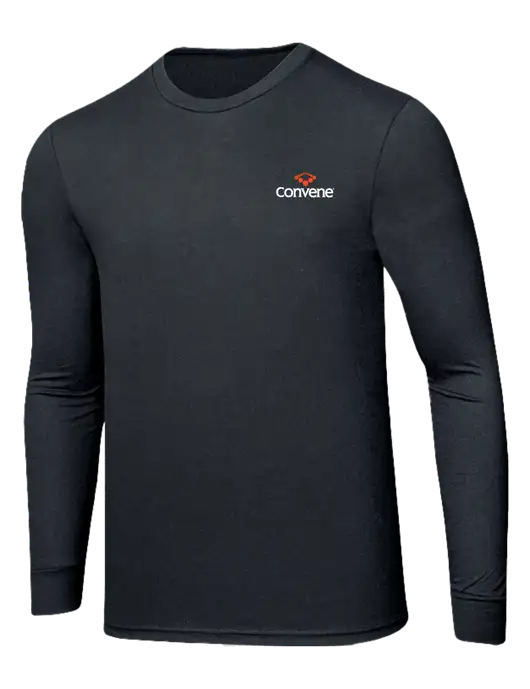 Simply Soft Long Sleeve Black Frost 4.5 oz, Poly/Combed Ring Spun Cotton T-Shirt w/Convene Logo