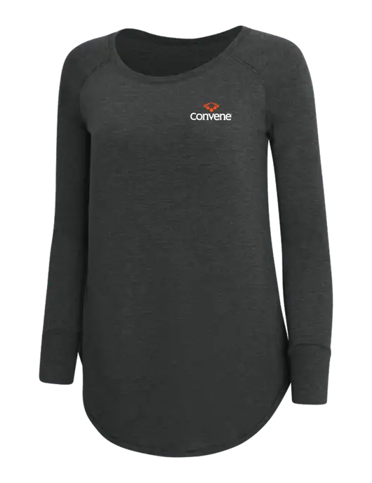 Womens Perfect Wide Collar Tunic Tri-Blend Black Frost 4.5 oz T-Shirt w/Convene Logo