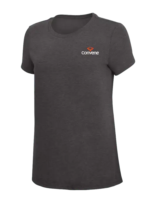 Womens Simply Soft Heather Charcoal 4.5oz  Poly/Combed Ring Spun Cotton T-Shirt w/Convene Logo
