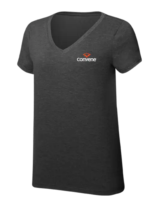Womens Simply Soft V-Neck Black Frost 4.5oz  Poly/Combed Ring Spun Cotton T-Shirt w/Convene Logo