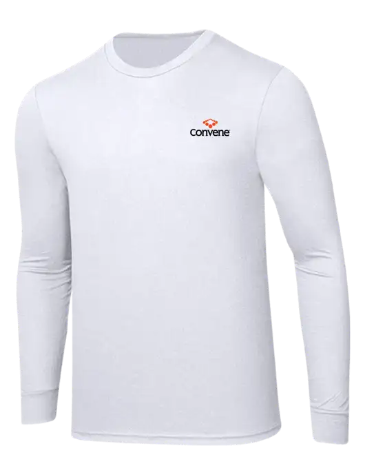 Simply Soft Long Sleeve White 4.5 oz, Poly/Combed Ring Spun Cotton T-Shirt w/Convene Logo
