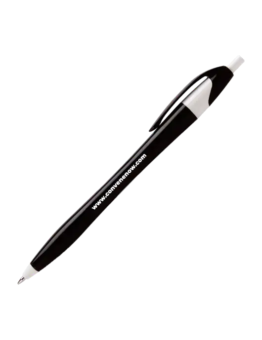 Novella Black/White Executive Pen - Blue Ink w/Convene Website URL Logo, Convene Logo