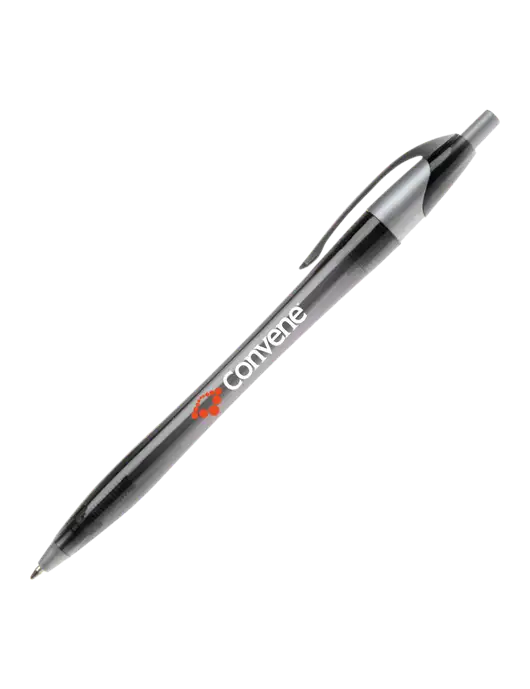 Novella Translucent Black/Silver Jewel Pen - Blue Ink w/Convene Logo