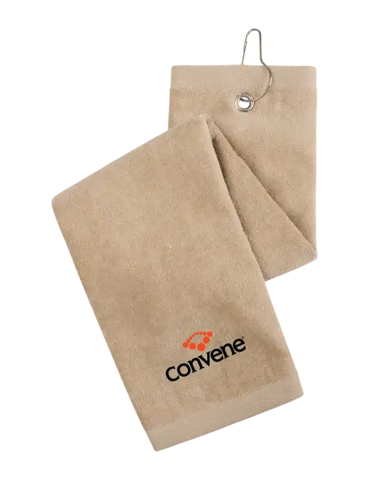 Khaki Tri-Fold Golf Towel with Grommet w/Convene Logo