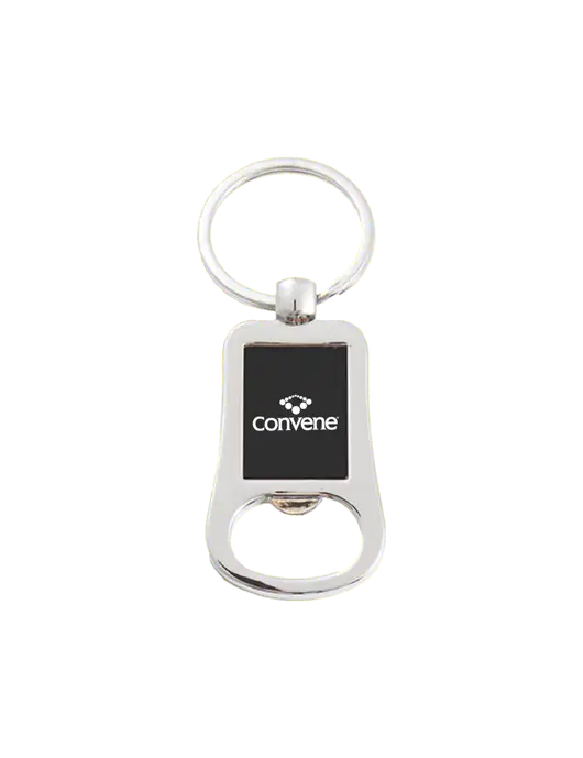 Silver & Black Bottle Opener Keychain w/Convene Logo