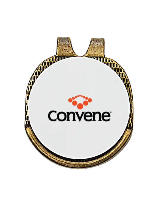 Antique Gold Hat Clip w/Golf Ball Marker w/Convene Logo