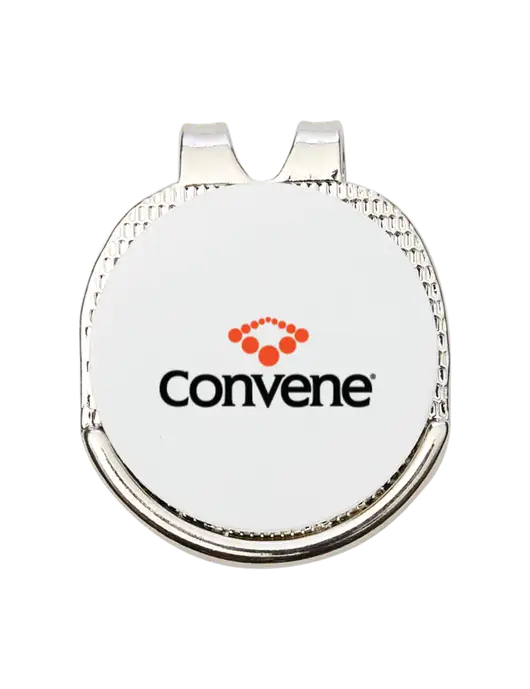 Antique Silver Hat Clip w/Golf Ball Marker w/Convene Logo