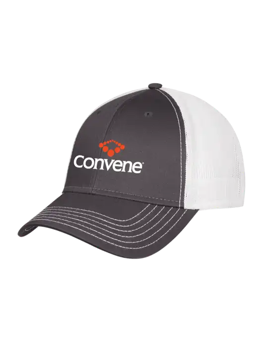 Dark Grey/White Mesh Trucker Cap Snap Back w/Convene Logo