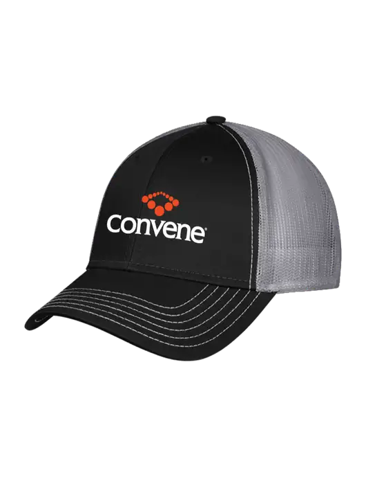 Black/Medium Dark Grey Mesh Trucker Cap Snap Back w/Convene Logo