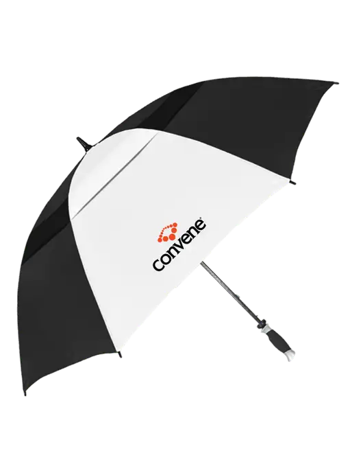 Black/White Vented Typhoon Tamer Golf Umbrella w/Convene Logo