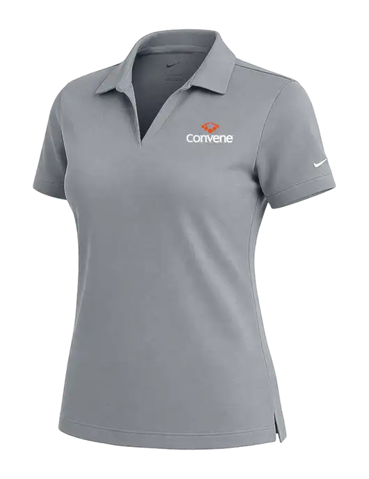 NIKE Medium Grey Womens Dri-Fit Micro Pique Polo w/Convene Logo