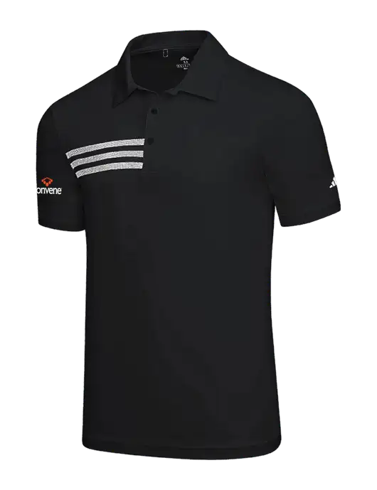 Adidas Black 3 Stripes Chest Polo w/Convene Logo
